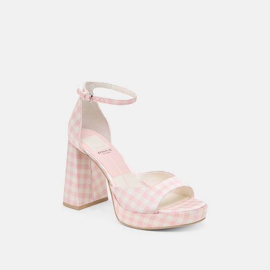 Dolce Vita SHOES | Pandro X Byrdie Golf Pink Plaid Gingham Wide Heels