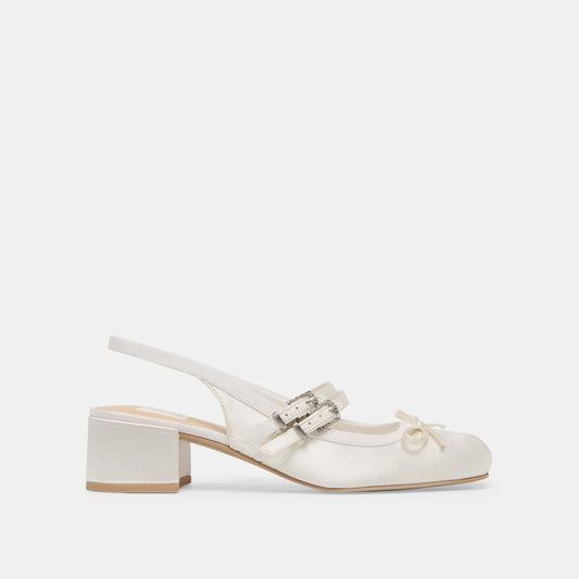 Dolce Vita SHOES | Loris True White Satin Heels