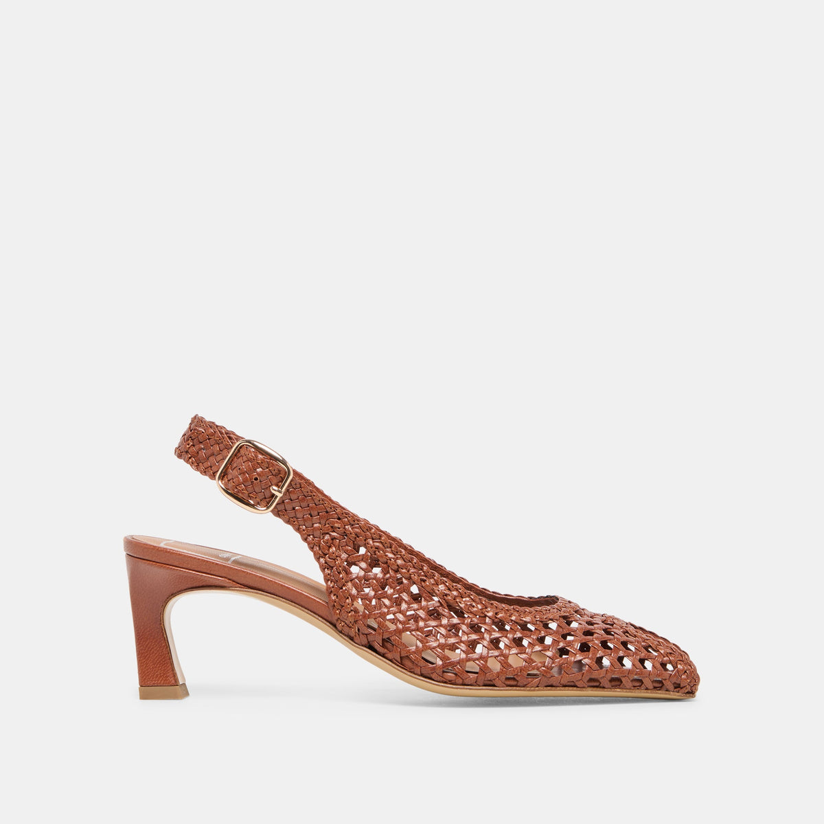 Dolce Vita SHOES | REMLA Tan Woven Leather Peep-Toe Kitten Heel