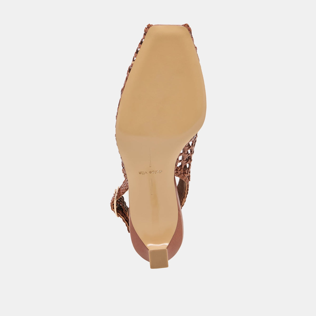 Dolce Vita SHOES | REMLA Tan Woven Leather Peep-Toe Kitten Heel