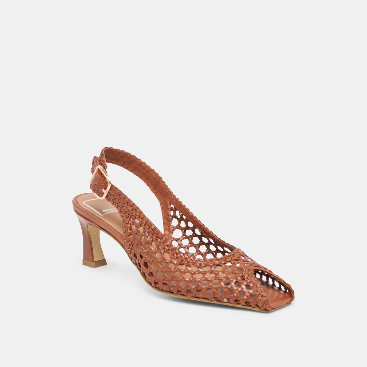 Dolce Vita SHOES | REMLA Tan Woven Leather Peep-Toe Kitten Heel