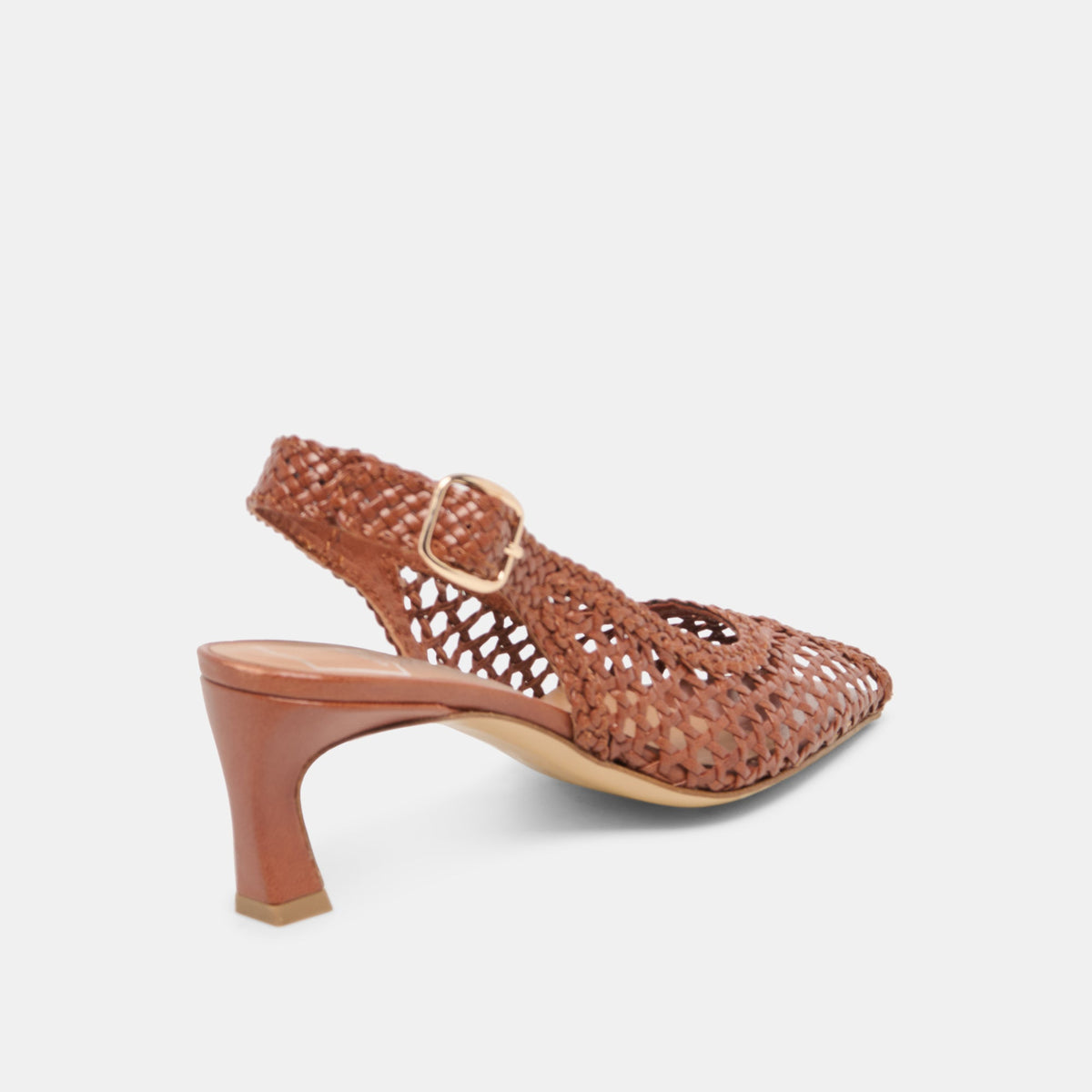 Dolce Vita SHOES | REMLA Tan Woven Leather Peep-Toe Kitten Heel