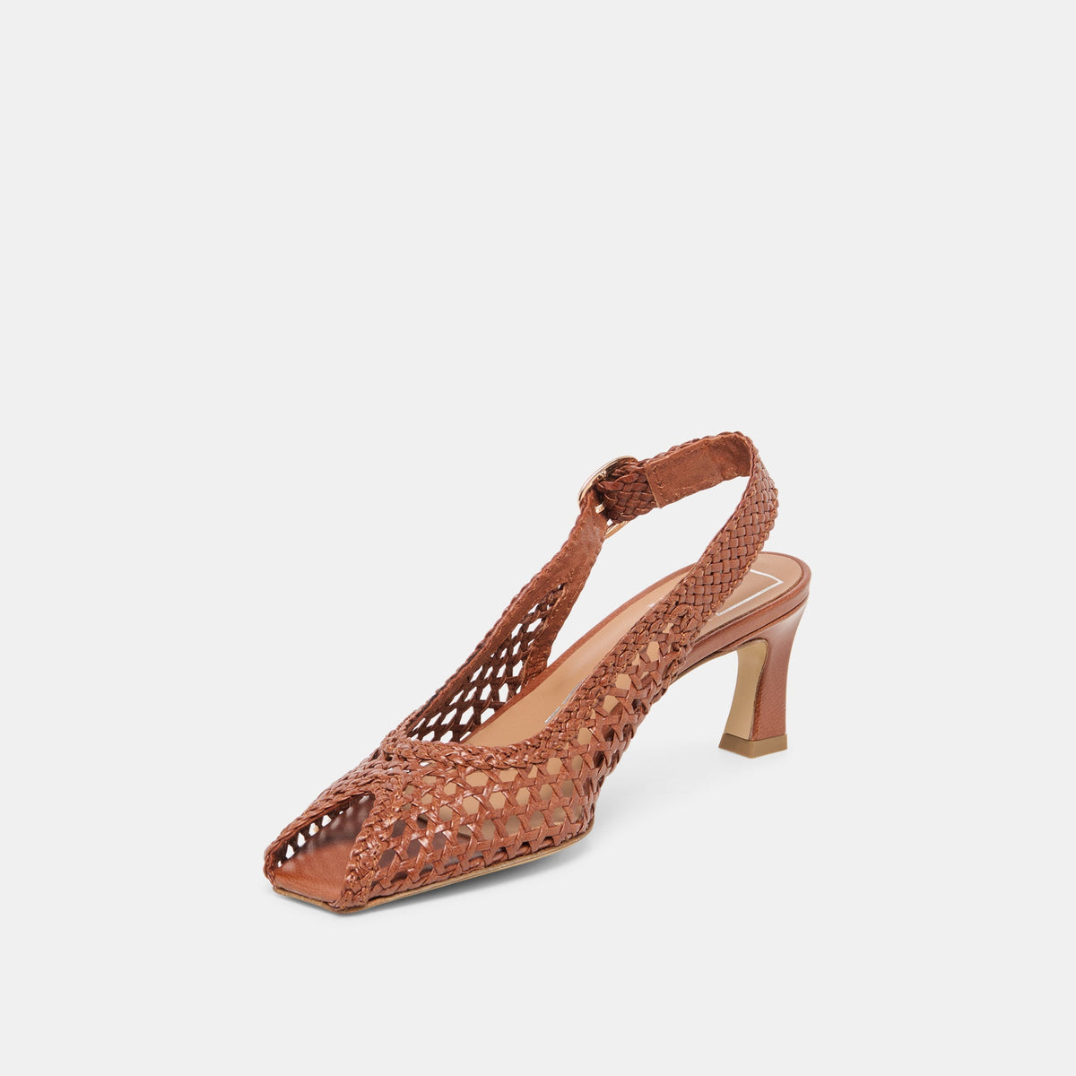 Dolce Vita SHOES | REMLA Tan Woven Leather Peep-Toe Kitten Heel