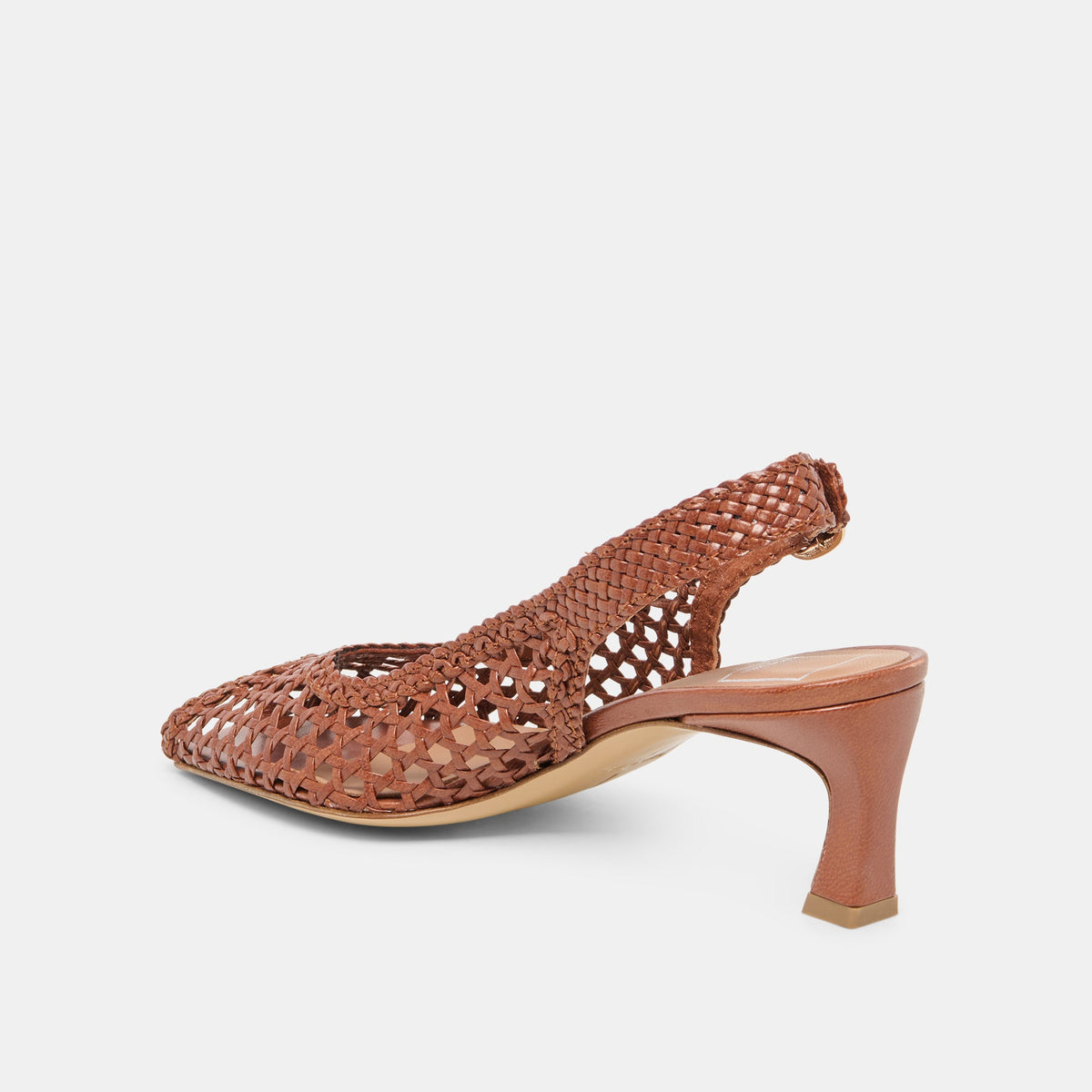 Dolce Vita SHOES | REMLA Tan Woven Leather Peep-Toe Kitten Heel