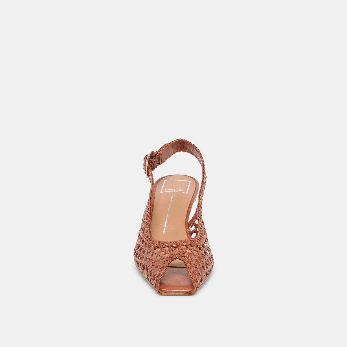 Dolce Vita SHOES | REMLA Tan Woven Leather Peep-Toe Kitten Heel