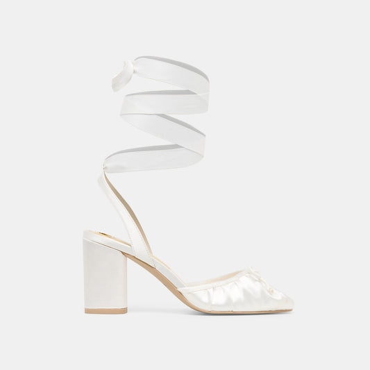 Dolce Vita SHOES | Tisha True White Satin Heels