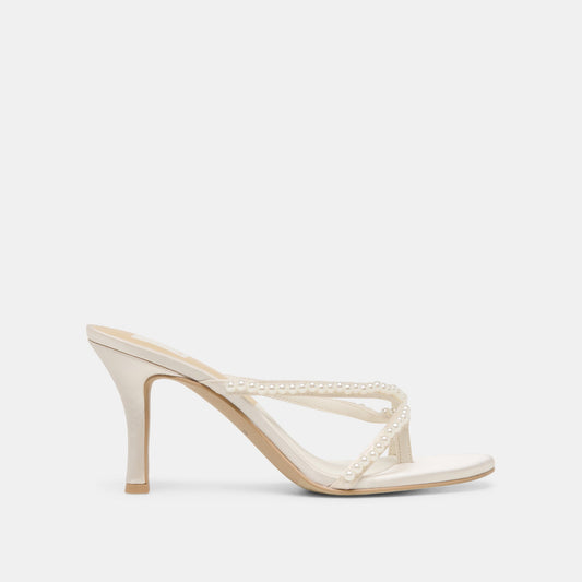 Dolce Vita SHOES | Liano Pearl Off White Satin Heels
