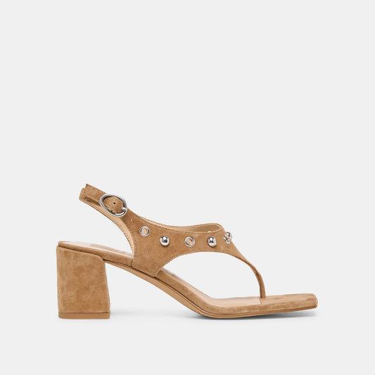 Dolce Vita SHOES | Yves Stud Lt Brown Suede Heels