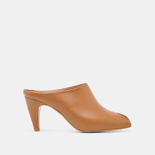 Dolce Vita SHOES | MERY Brown Leather Peep-Toe Heels