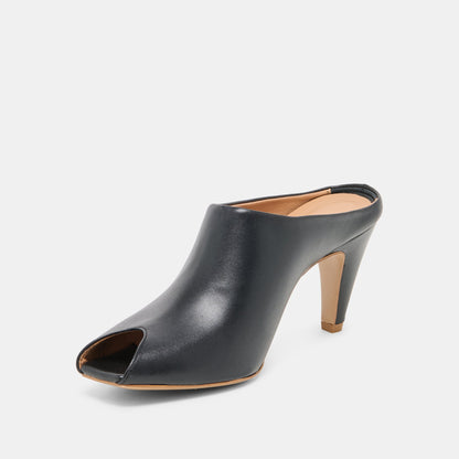 Dolce Vita SHOES | MERY Black Leather Peep-Toe Heels