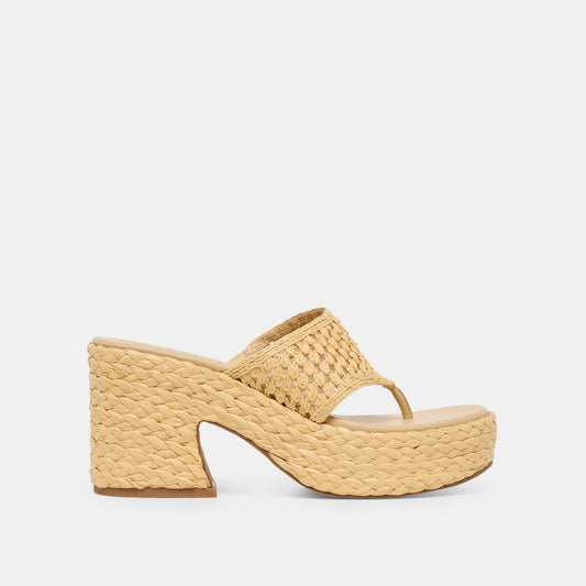 Dolce Vita SHOES | RIPPLE Lt Natural Raffia Platform Thong Block Heel