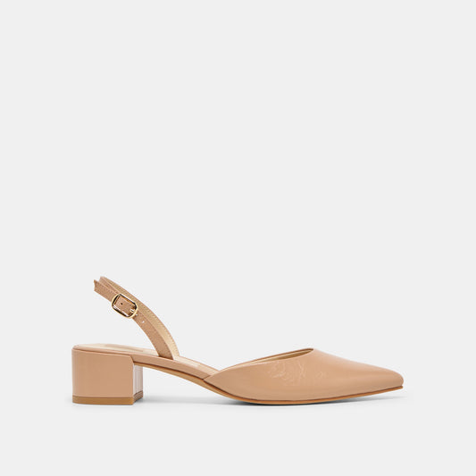 Dolce Vita SHOES | Carel Wide Lt Tan Crinkle Patent Leather Heels