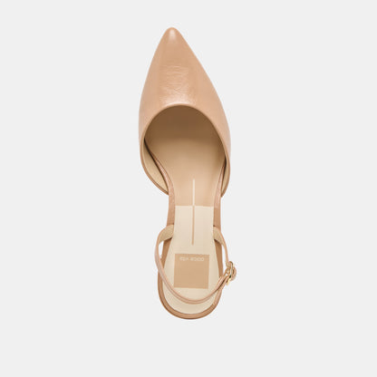 Dolce Vita SHOES | Carel Wide Lt Tan Crinkle Patent Leather Heels
