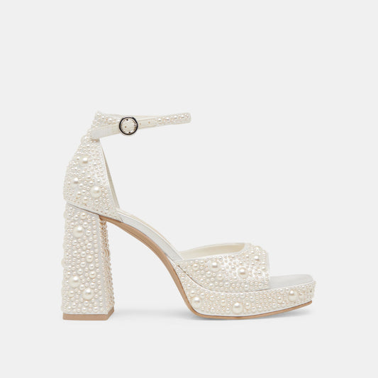 Dolce Vita SHOES | PANDRO PEARL HEELS TRUE WHITE SATIN
 – Dolce Vita