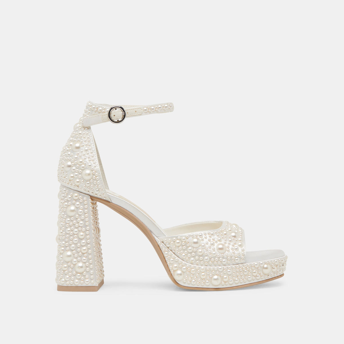 Dolce Vita SHOES | PANDRO PEARL WIDE HEELS TRUE WHITE SATIN
 – Dolce Vita