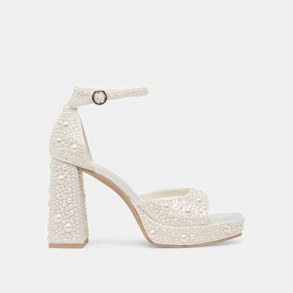 Dolce Vita SHOES | PANDRO PEARL WIDE HEELS TRUE WHITE SATIN
 – Dolce Vita