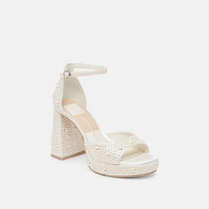 Dolce Vita SHOES | PANDRO PEARL WIDE HEELS TRUE WHITE SATIN
 – Dolce Vita