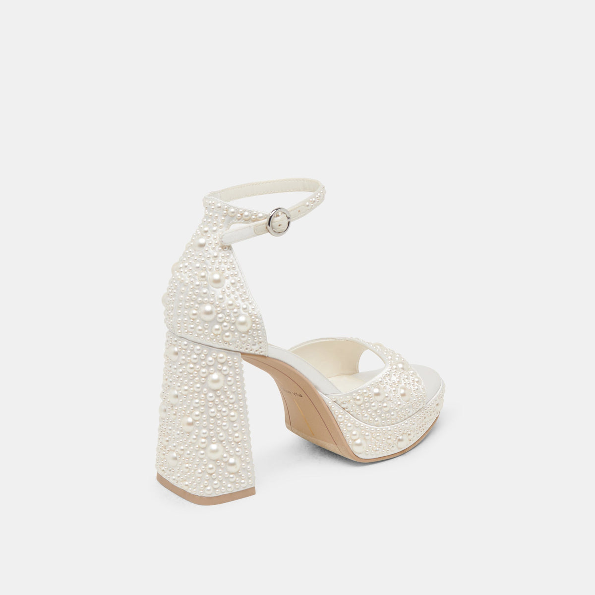 Dolce Vita SHOES | PANDRO PEARL WIDE HEELS TRUE WHITE SATIN
 – Dolce Vita