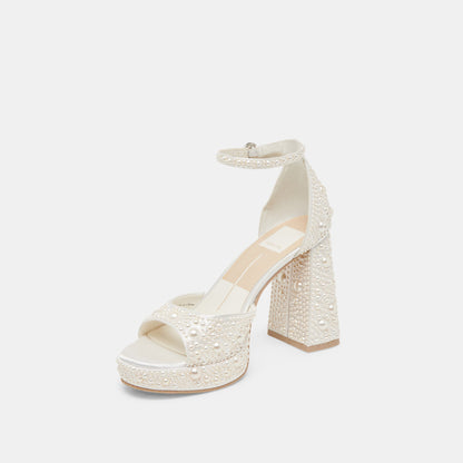 Dolce Vita SHOES | PANDRO PEARL WIDE HEELS TRUE WHITE SATIN
 – Dolce Vita