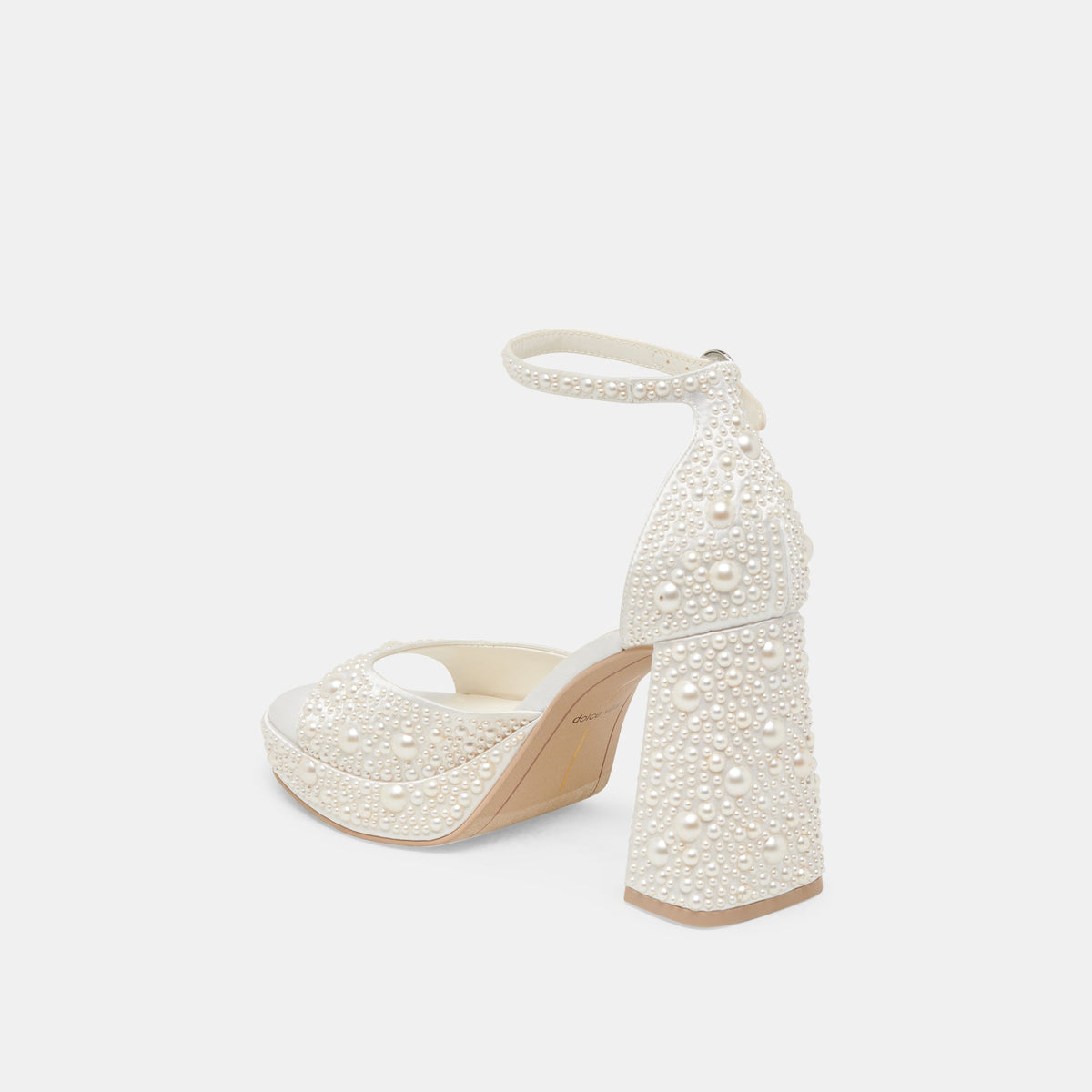Dolce Vita SHOES | PANDRO PEARL WIDE HEELS TRUE WHITE SATIN
 – Dolce Vita