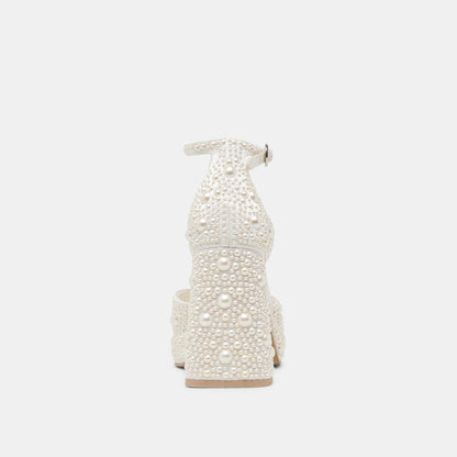 Dolce Vita SHOES | PANDRO PEARL WIDE HEELS TRUE WHITE SATIN
 – Dolce Vita