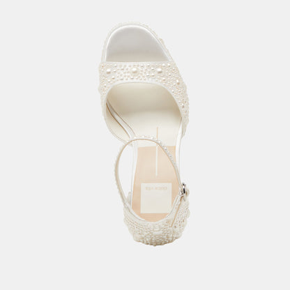 Dolce Vita SHOES | PANDRO PEARL WIDE HEELS TRUE WHITE SATIN
 – Dolce Vita