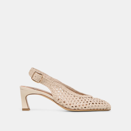 Dolce Vita SHOES | REMLA Bone Woven Leather Peep-Toe Kitten Heel