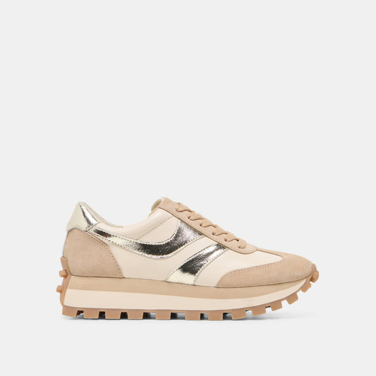 Dolce Vita SHOES | TRESA White Gold Suede Platform Sneakers