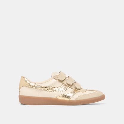 Dolce Vita SHOES | Merit Velcro White Gold Leather Sneakers