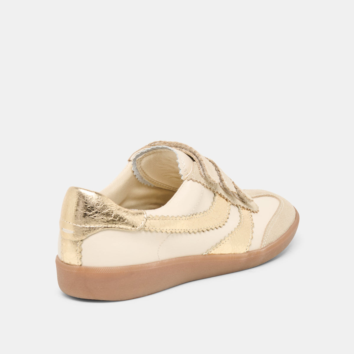 Dolce Vita SHOES | Merit Velcro White Gold Leather Sneakers