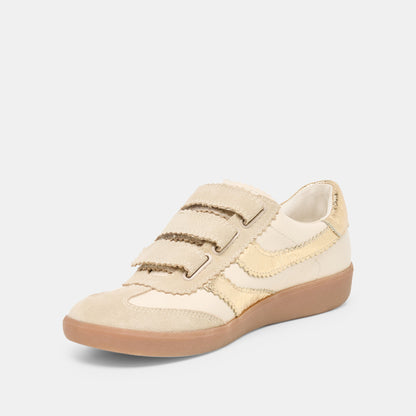 Dolce Vita SHOES | Merit Velcro White Gold Leather Sneakers
