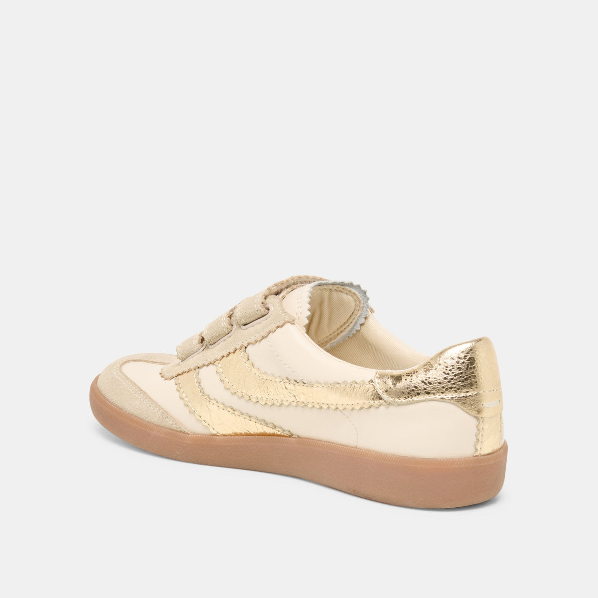 Dolce Vita SHOES | Merit Velcro White Gold Leather Sneakers
