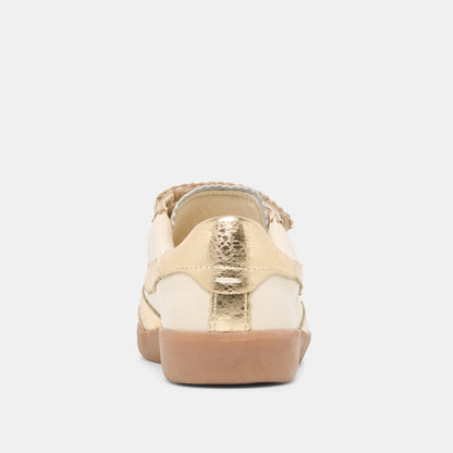 Dolce Vita SHOES | Merit Velcro White Gold Leather Sneakers