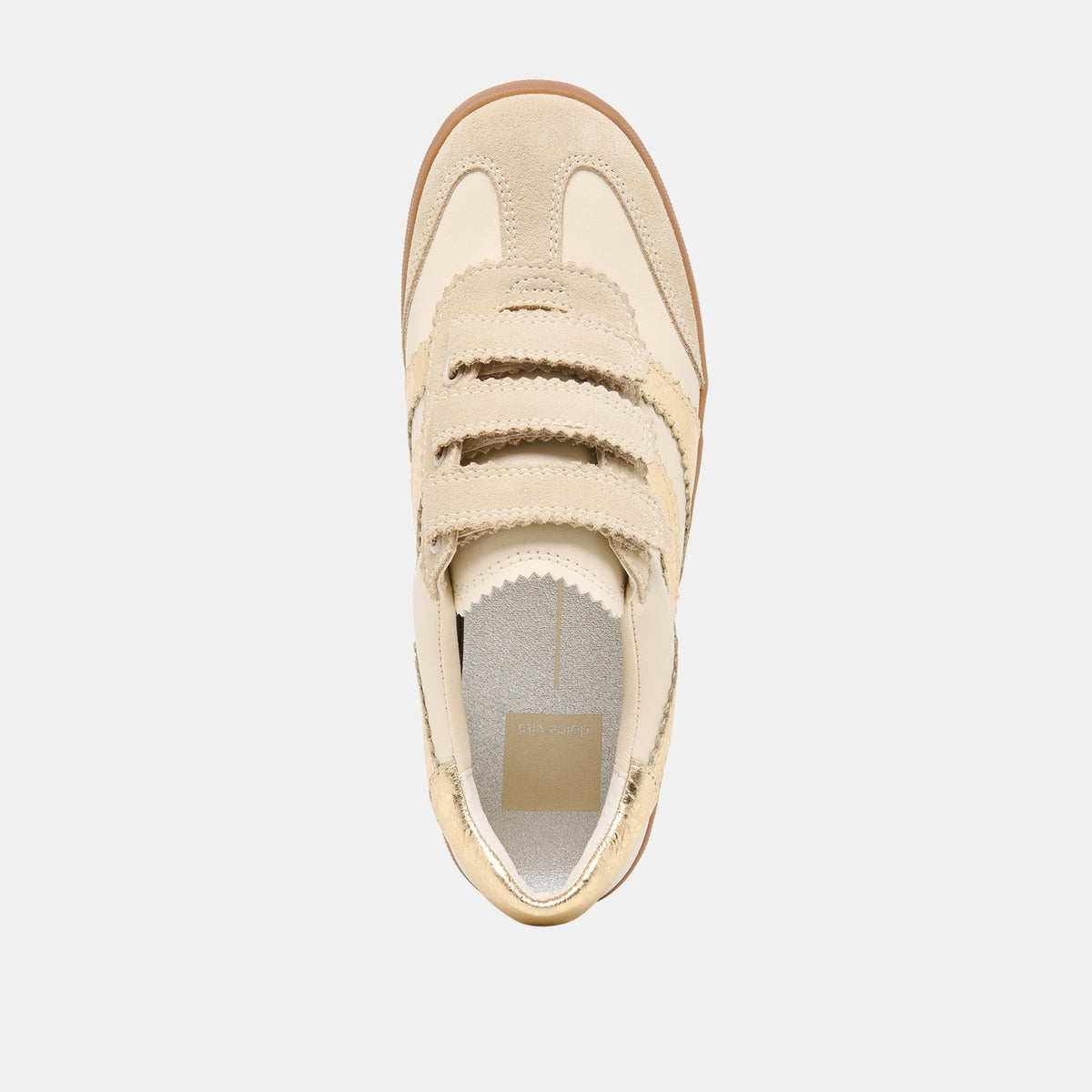 Dolce Vita SHOES | Merit Velcro White Gold Leather Sneakers