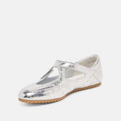 Dolce Vita SHOES | YONO Silver Distressed Leather Ballet Sneaker Flats