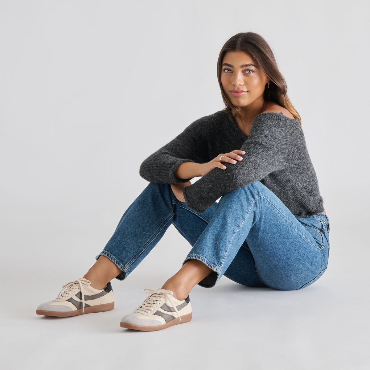 Dolce Vita SHOES | Merit White Grey Leather Sneakers