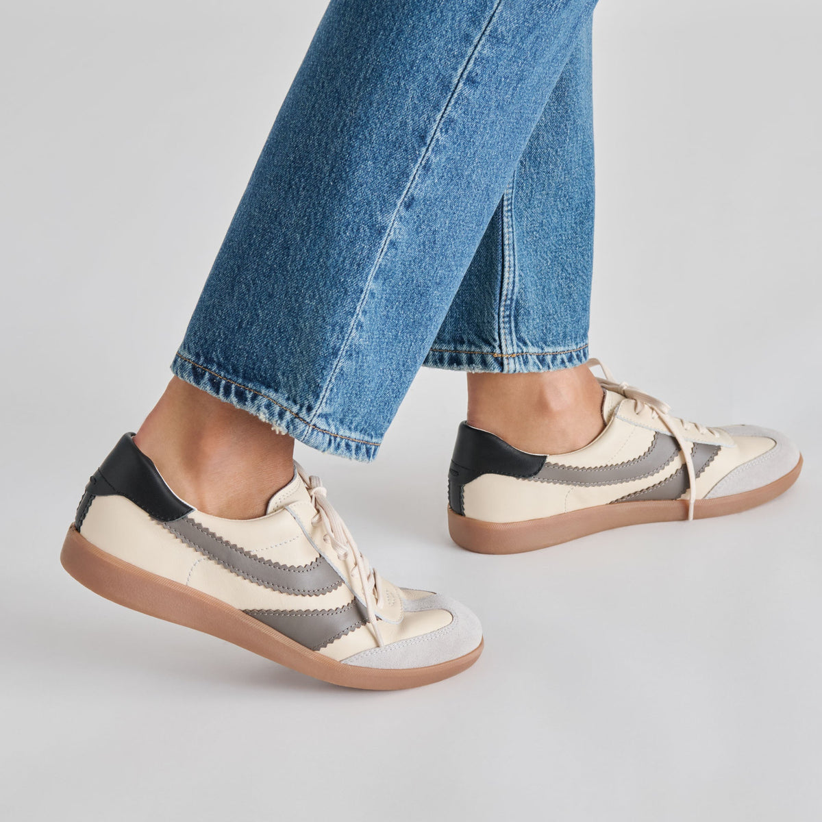 Dolce Vita SHOES | Merit White Grey Leather Sneakers