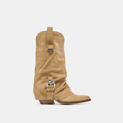 Dolce Vita SHOES | ROGUE Camel Suede Mid-Calf Western Slouch Boots