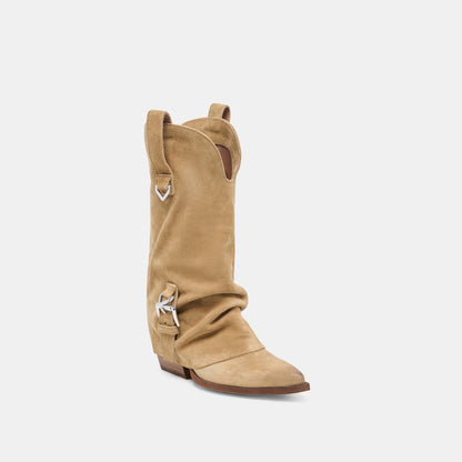 Dolce Vita SHOES | ROGUE Camel Suede Mid-Calf Western Slouch Boots