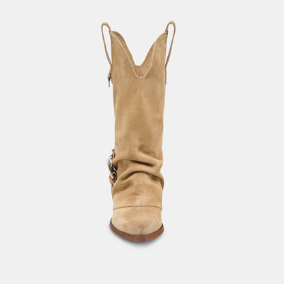 Dolce Vita SHOES | ROGUE Camel Suede Mid-Calf Western Slouch Boots