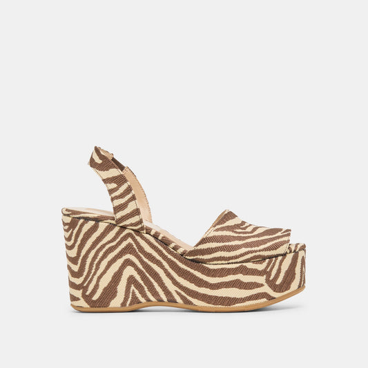Dolce Vita SHOES | Akera Beige Zebra Raffia Wedges