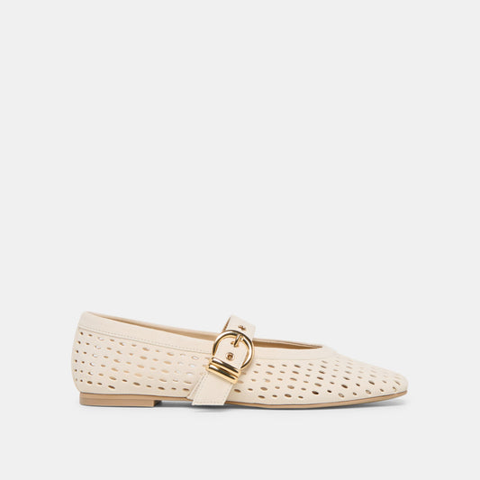 Dolce Vita SHOES | Mikel Creme Perforated Suede Ballet Flats