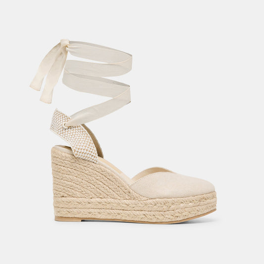 Dolce Vita SHOES | Noura Ecru Linen Wedges