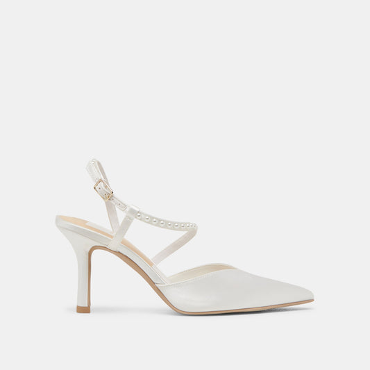 Dolce Vita SHOES | KAMRA PEARL HEELS TRUE WHITE SATIN
 – Dolce Vita