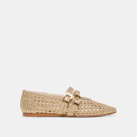 Dolce Vita SHOES | Baylee Gold Woven Stella Ballet Flats