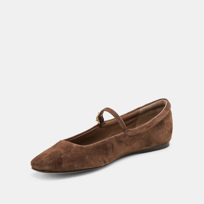 Dolce Vita SHOES | Reyes Dk Brown Suede Ballet Flats