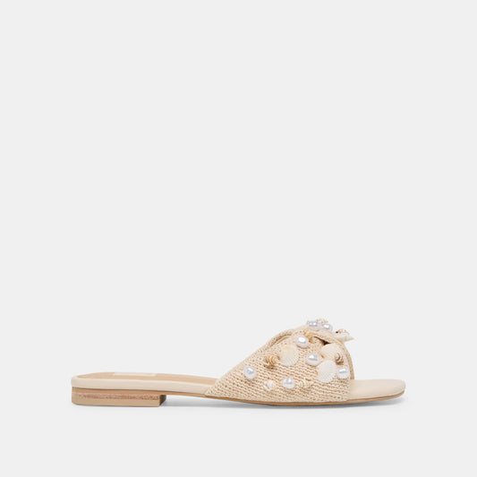 Dolce Vita SHOES | Lizza Oatmeal Beaded Raffia Sandals