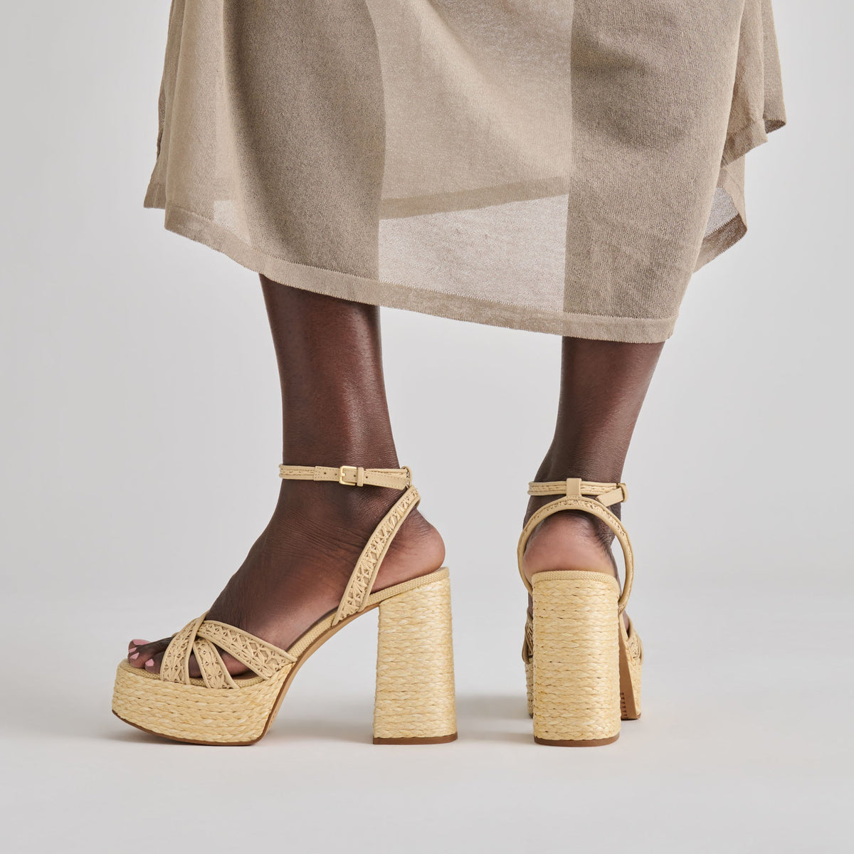 Dolce Vita SHOES | Danila Lt Natural Cross Hatch Raffia Heels