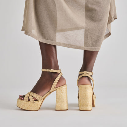 Dolce Vita SHOES | Danila Lt Natural Cross Hatch Raffia Heels