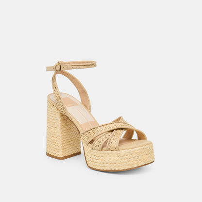 Dolce Vita SHOES | Danila Lt Natural Cross Hatch Raffia Heels